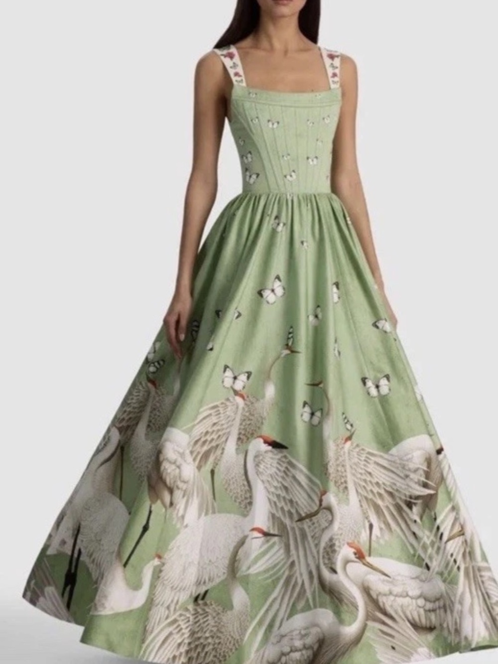 Alice + Olivia Guinevere Ball Gown in Drift light Sage Green NWT Sz 10